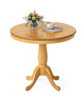 32 Inch Wooden Round Pub Pedestal Side Table