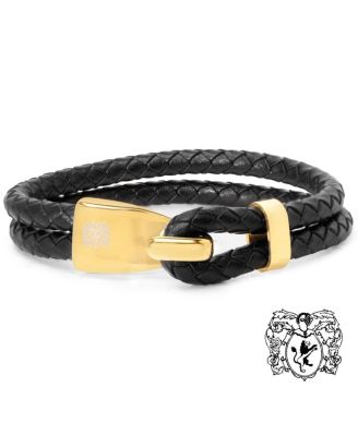 Men's Double-Rope Stainless Steel Leather Bracelet