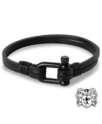 Men's Paneled Leather Bracelet
