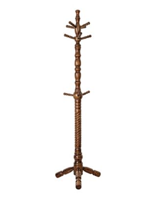 74" Mid-Century Solid Wood Coat Rack with 11 Hooks