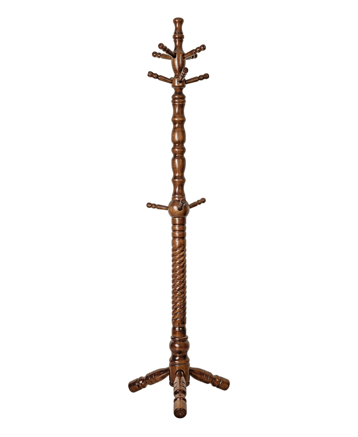 Bekrvio 74" Mid-Century Solid Wood Coat Rack with 11 Hooks - Brown