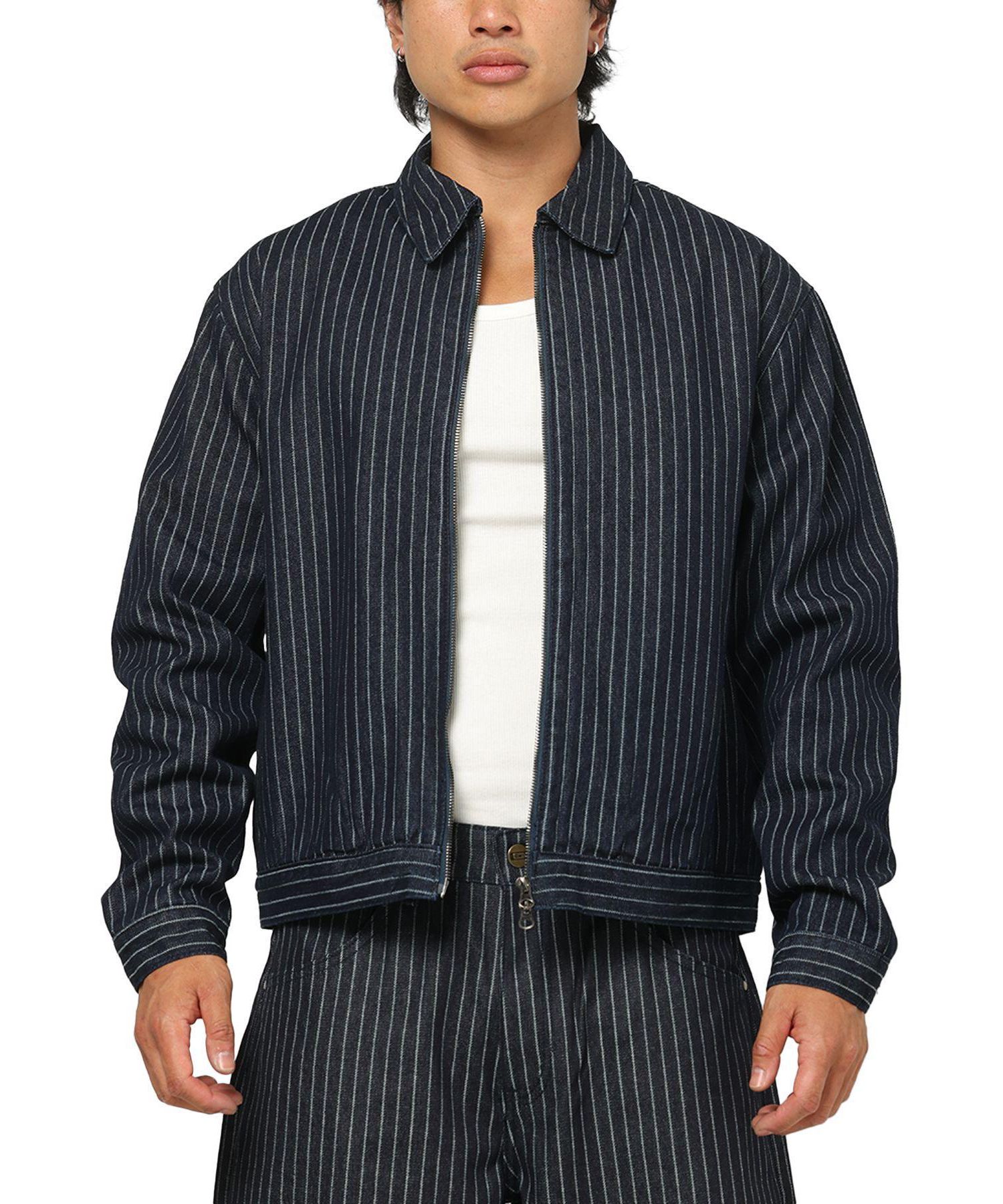 Men's Lockout Pinstripe Canvas Zip-Front Jacket