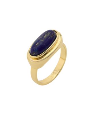 Gold-Plated Lapis Oval Bezel Ring
