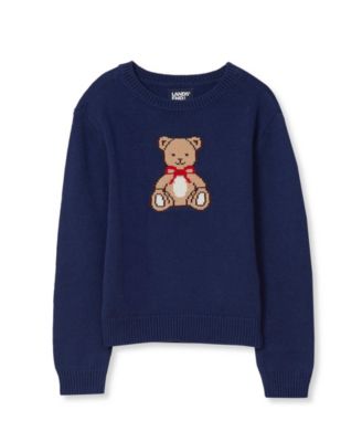 Girls' 4-16 Long-Sleeve Intarsia Graphic Crewneck Sweater
