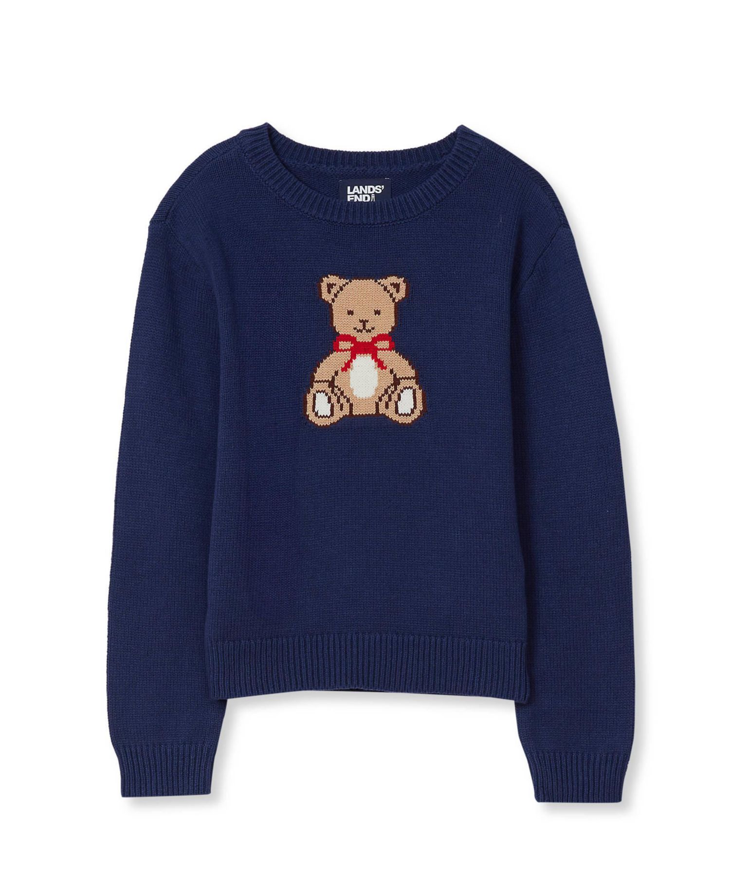 Girls' 4-16 Long-Sleeve Intarsia Graphic Crewneck Sweater