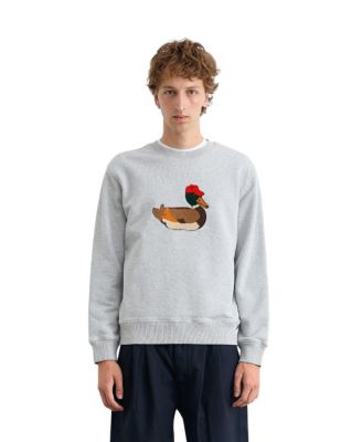 Men's Duck Hunt Crew Neck Relaxed-Fit Embroidered Duck Motif Sweatshirt