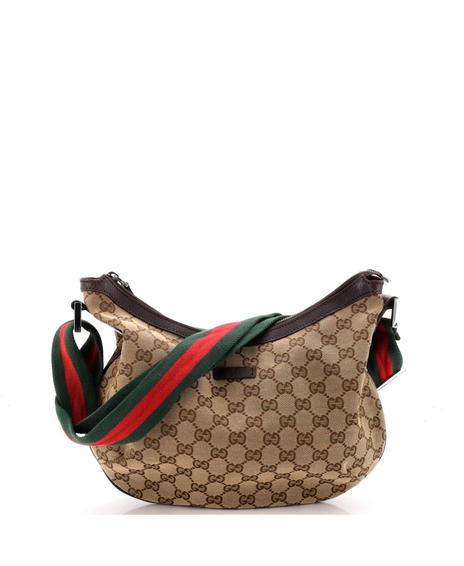 Medium Saddle Zip Messenger Bag GG Canvas with Leather