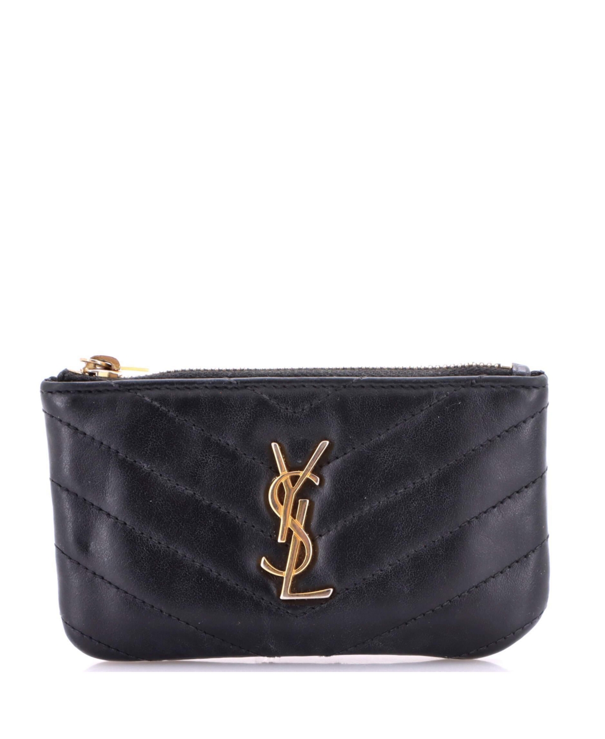 Pre-Owned Saint Laurent Cassandre Matelasse Fragments Monogram Zip Card Holder