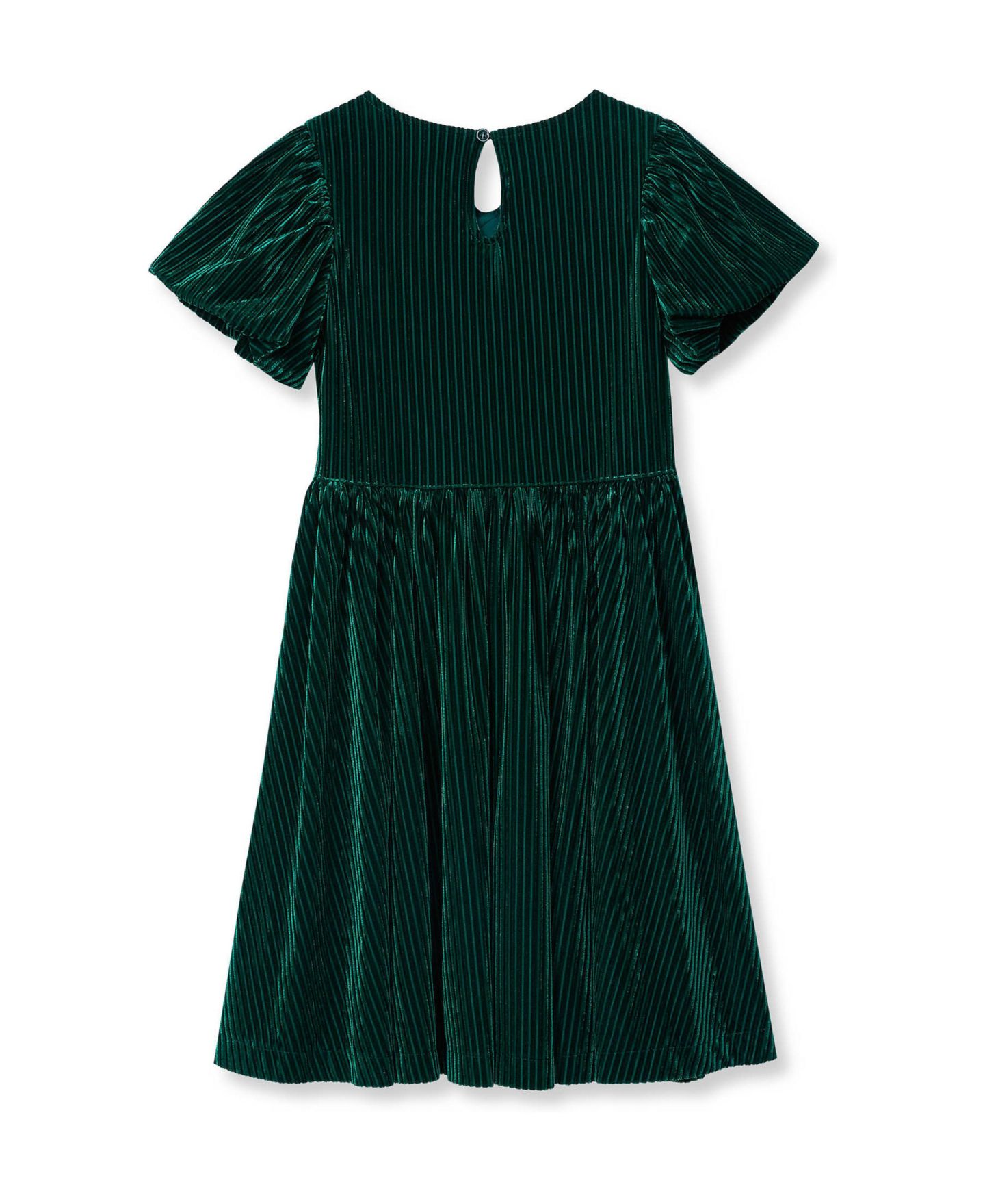 Платье Lands' End Bubble-Sleeve Fit & Flare Dress для девочек, цвет: Зелёный — фото 2