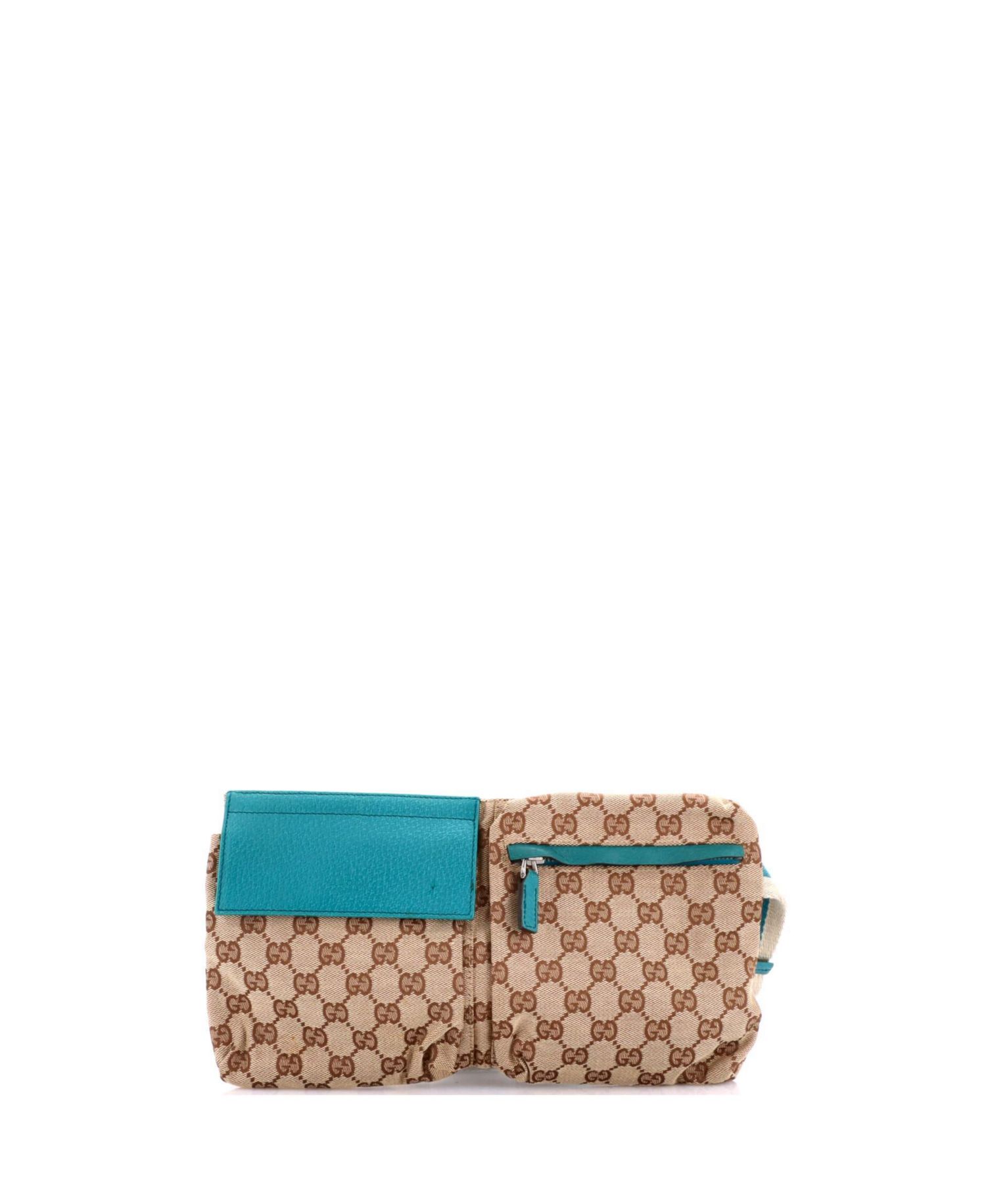 Vintage Double Belt Bag GG Canvas with Leather, Adjustable Strap