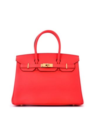 Pre-Owned Hermes Birkin 30 Handbag Red Epsom with Gold Hardware