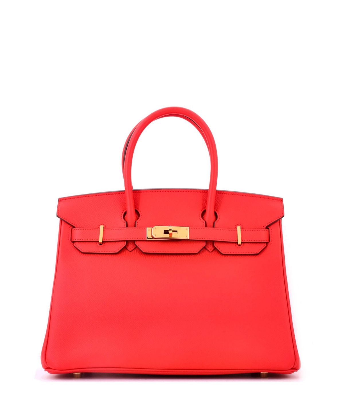 Pre-Owned Hermes Birkin 30 Handbag Red Epsom with Gold Hardware - Red