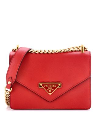 Small Envelope Flap Chain Shoulder bag Saffiano Leather