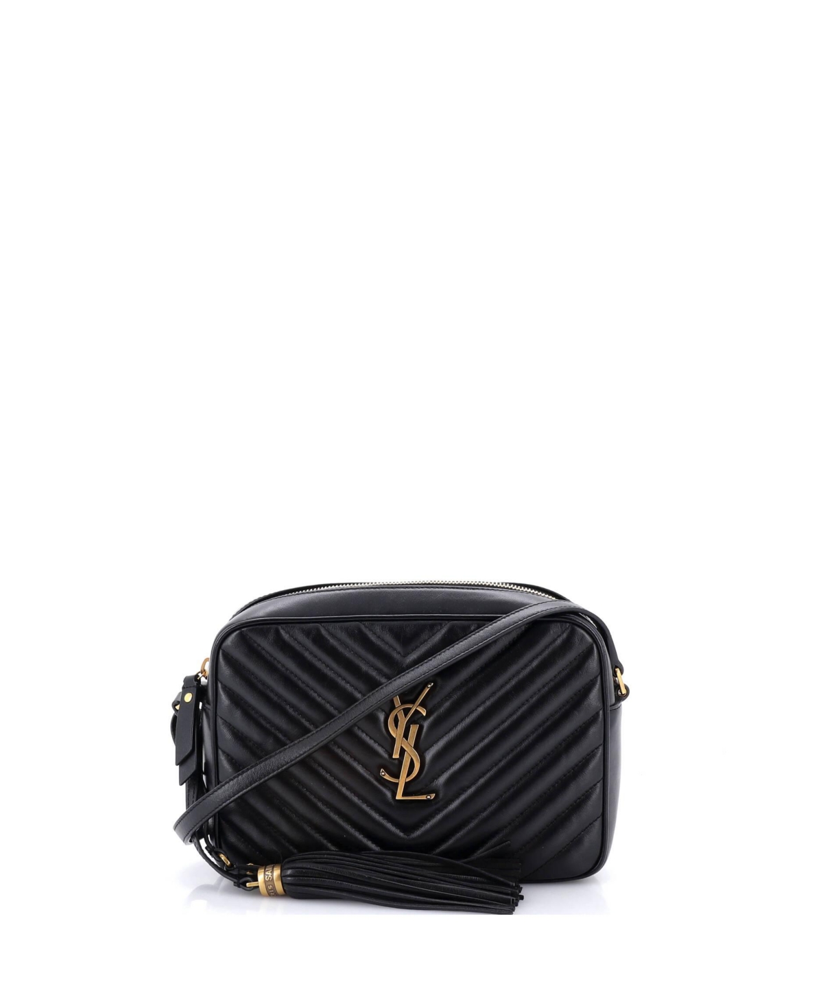 Pre-Owned Saint Laurent Small Lou Camera Bag Matelasse Chevron Leather - Black