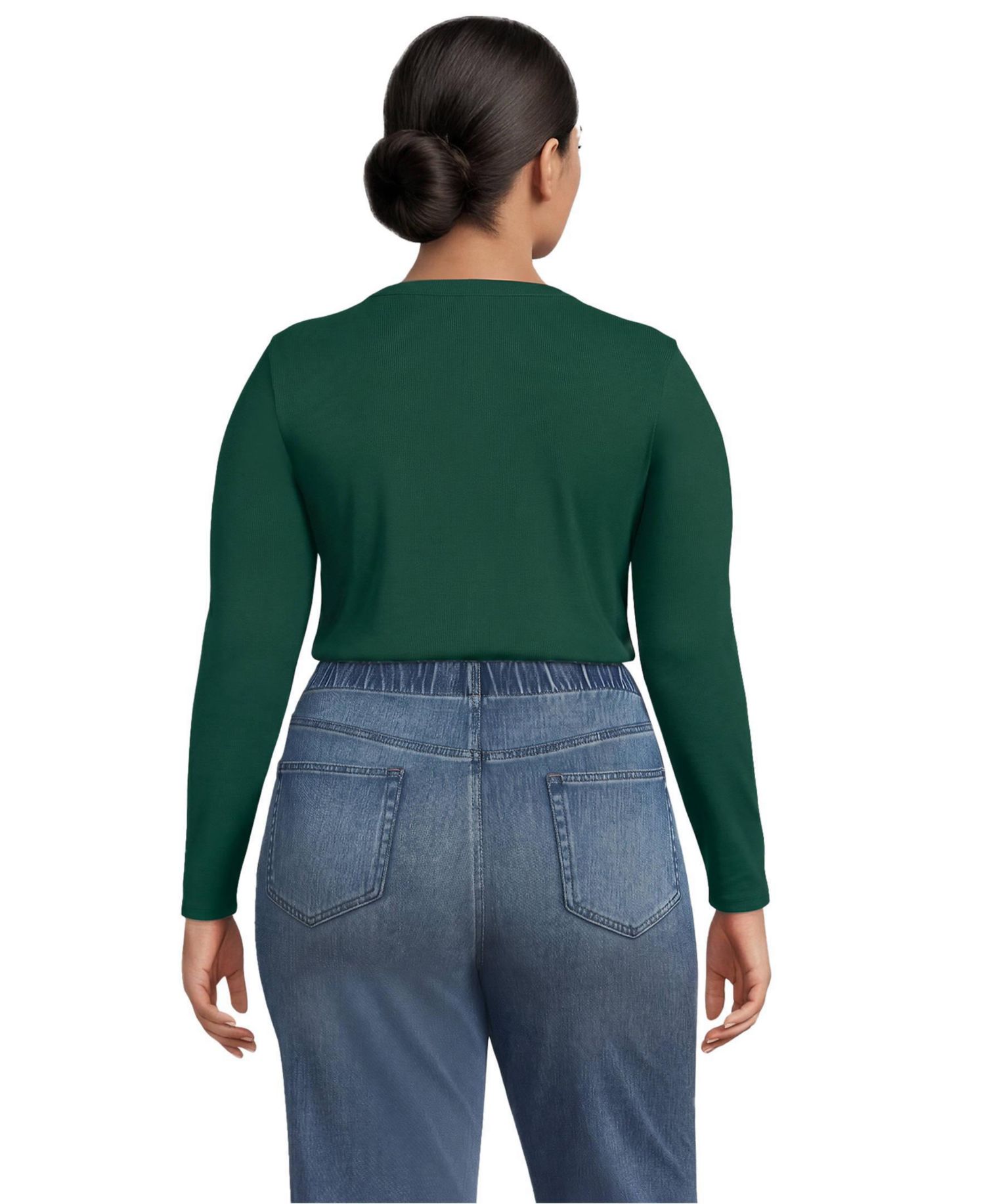 Plus Size Long-Sleeve Ribbed Crewneck Cardigan