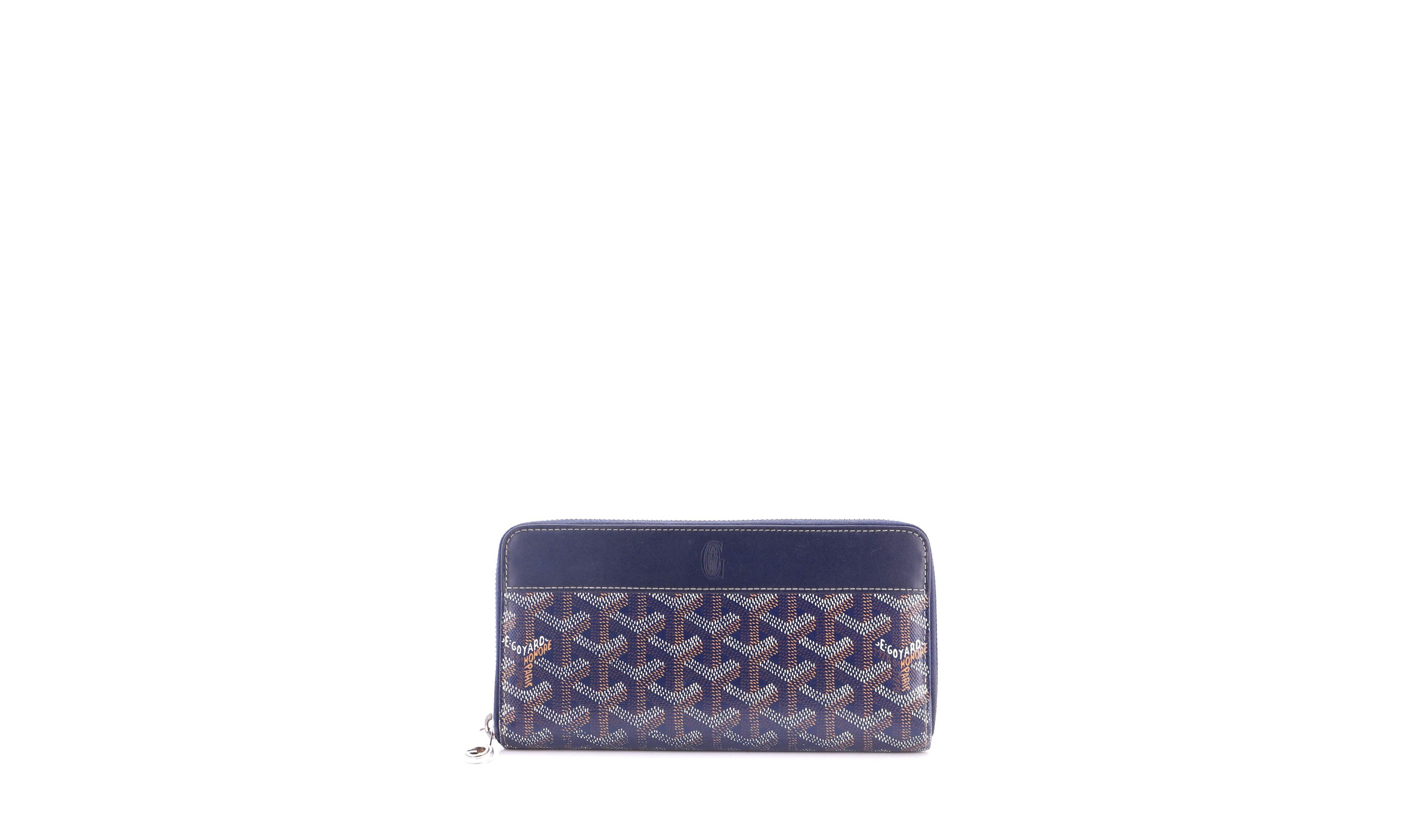 Pre-Owned Goyard Matignon Coated Canvas with Leather Zip Wallet, 8"W x 4"H x 1"D