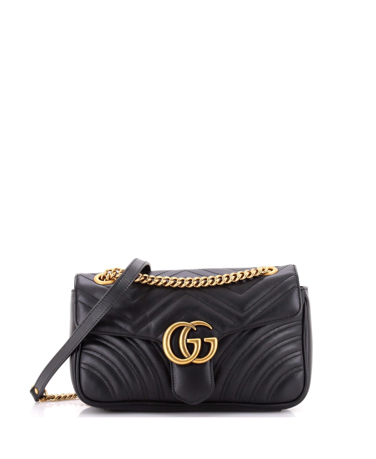 Pre-Owned Gucci Gg Marmont Matelasse Leather Small Flap Bag - Black