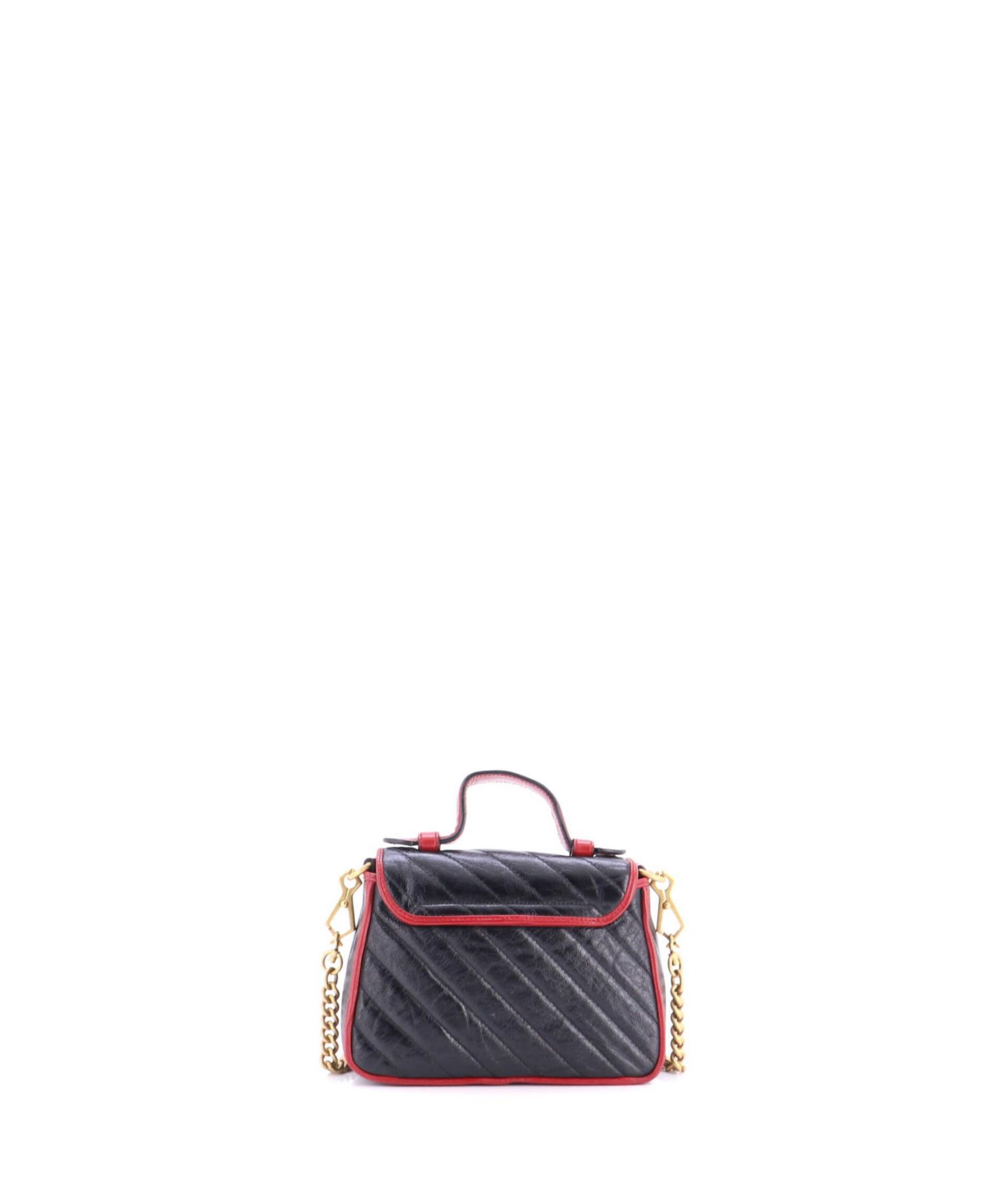 Mini GG Marmont Top Handle Flap Bag Diagonal Quilted Leather
