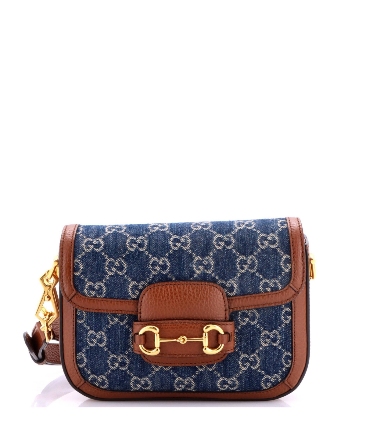 Pre-Owned Gucci Mini Horsebit 1955 Shoulder Bag Gg Denim - Blue