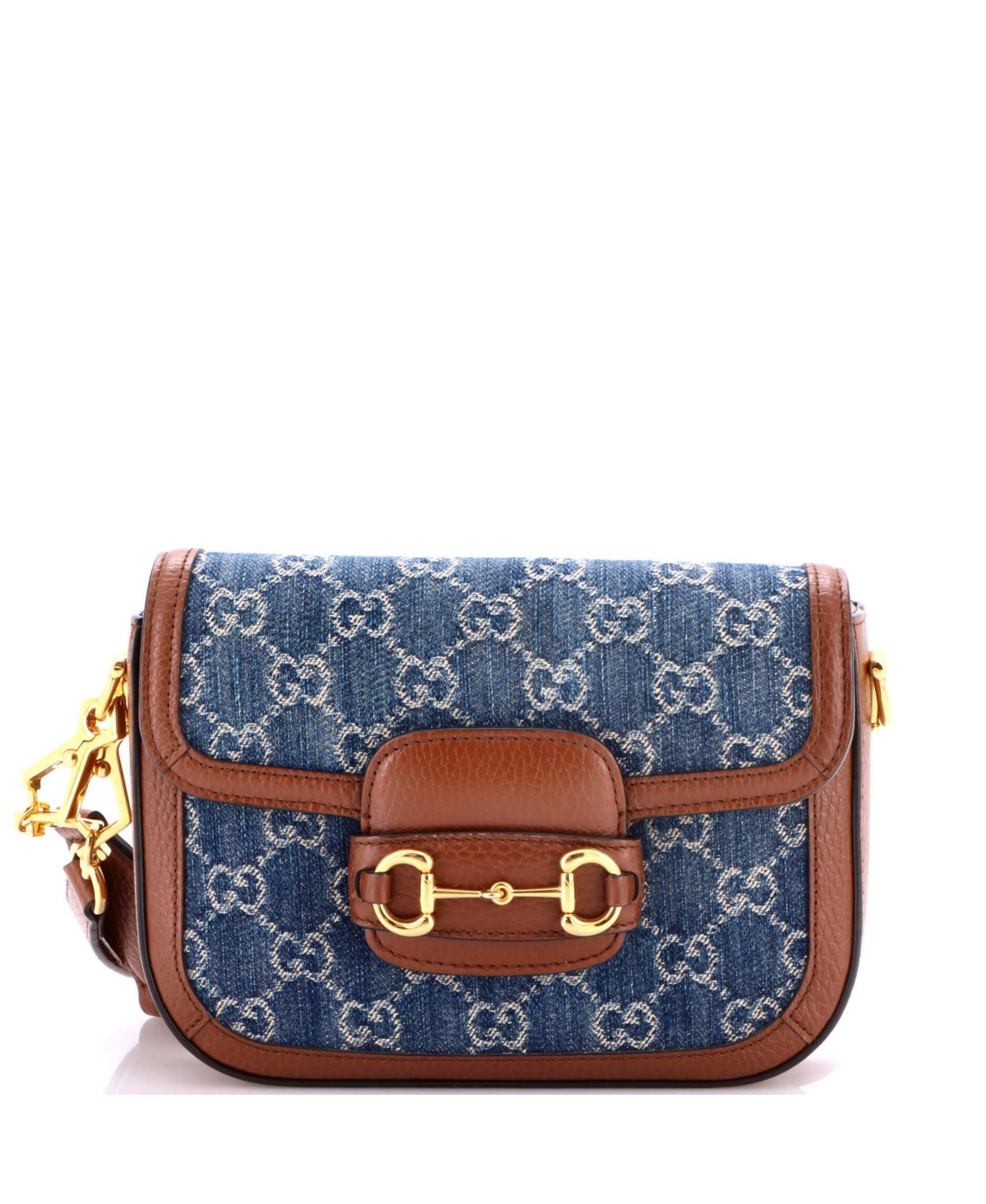 Pre-Owned Gucci Mini Horsebit 1955 Shoulder Bag Gg Denim - Blue