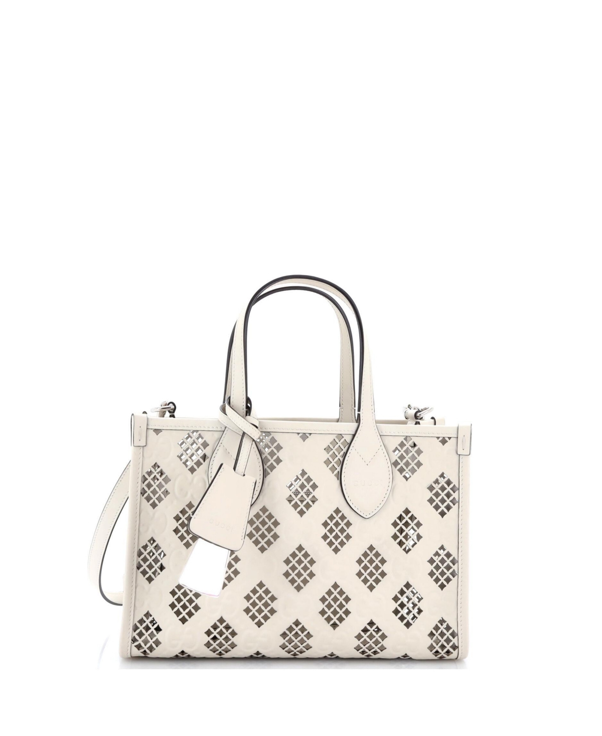 Pre-Owned Gucci Small Ophidia Tote Gg Debossed Laser Cut Leather