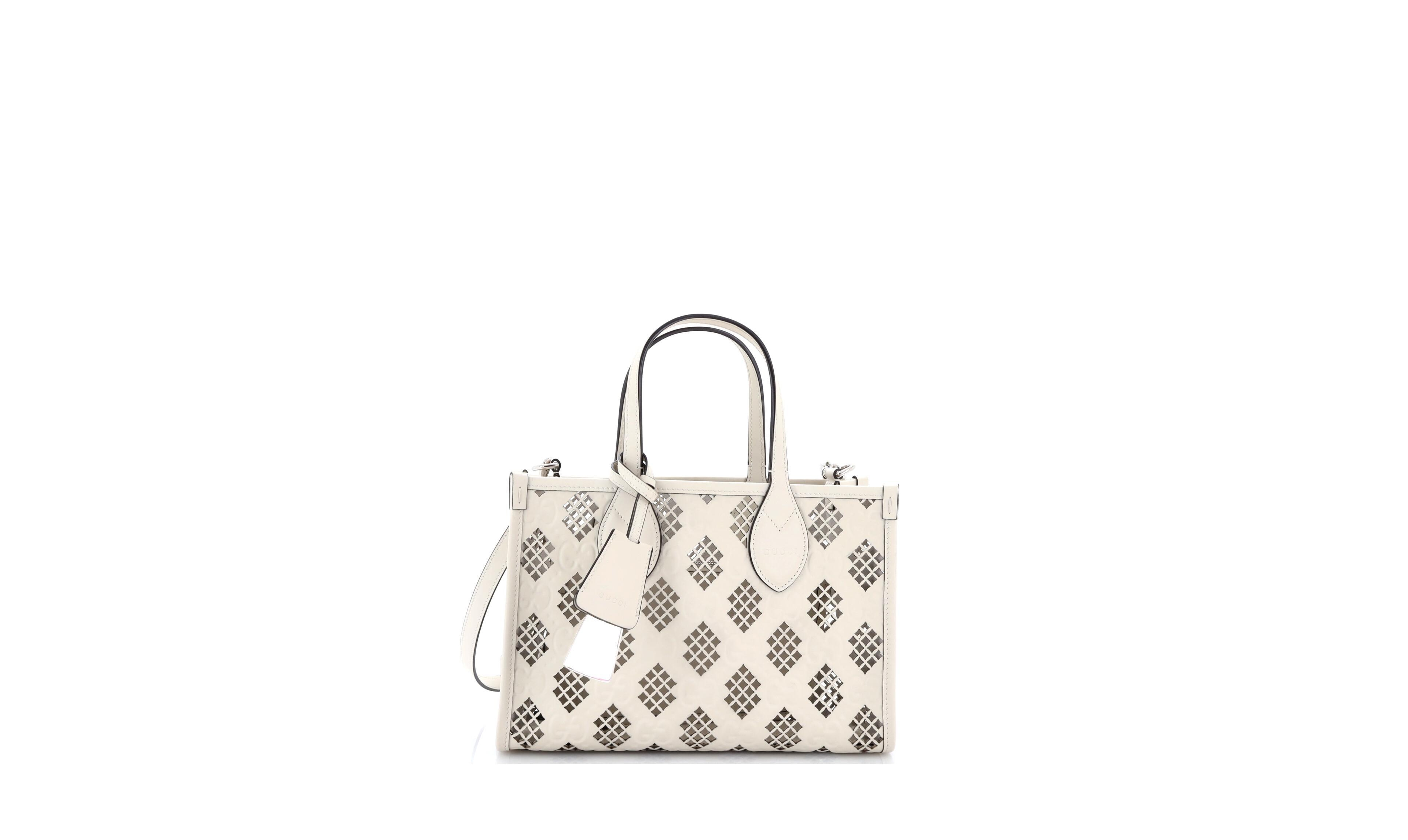 Pre-Owned Gucci Small Ophidia Tote Gg Debossed Laser Cut Leather