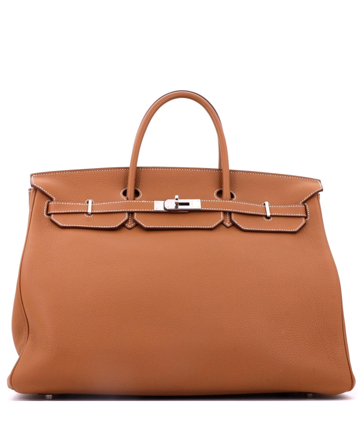 Pre-Owned Hermes Birkin 40 Handbag Brown Togo with Palladium Hardware - Brown