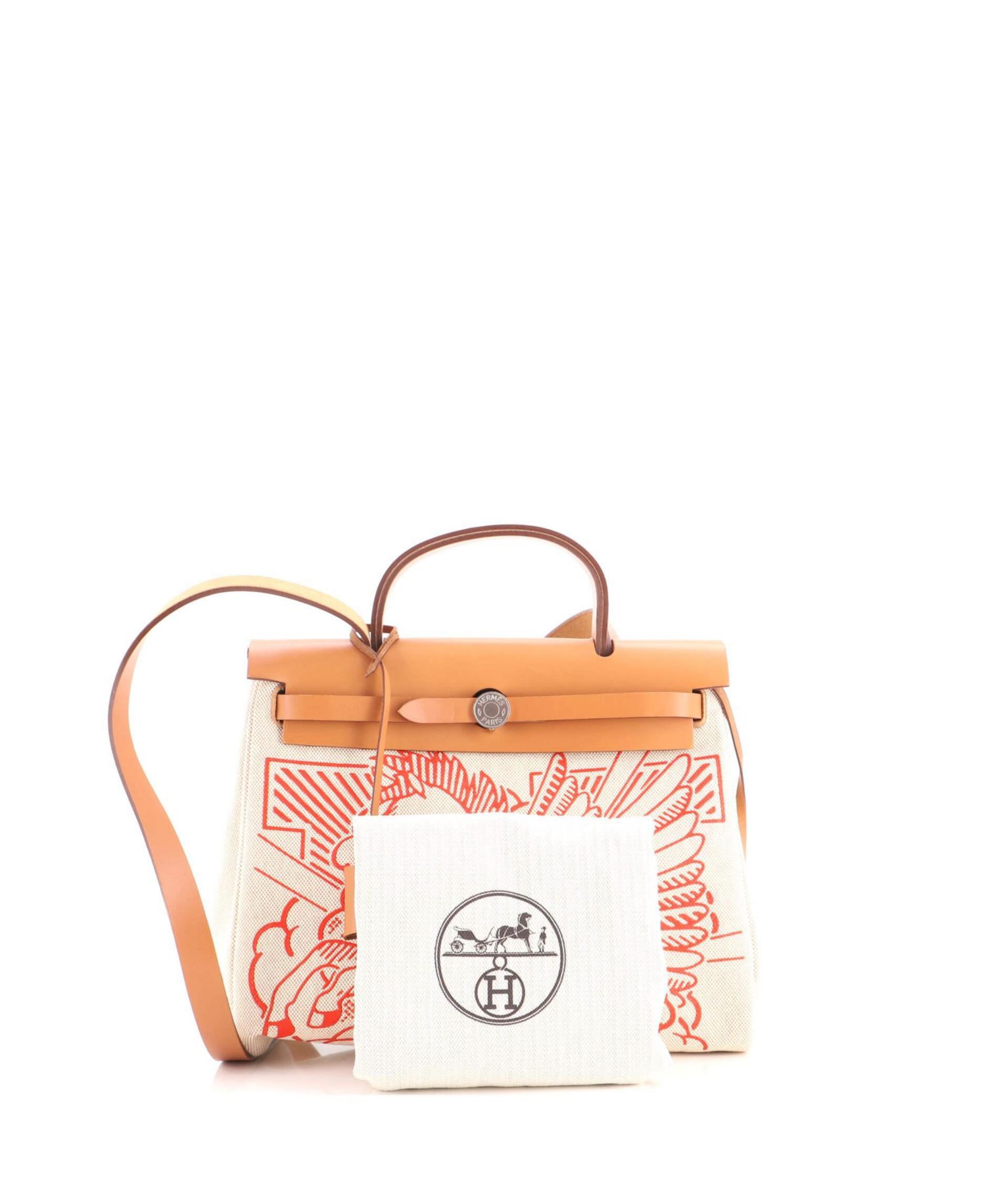 Pre-Owned Hermes 31 Herbag Zip Pegase Pop Toile and Leather