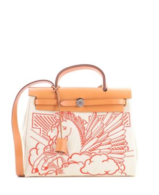 Pre-Owned Hermes 31 Herbag Zip Pegase Pop Toile and Leather