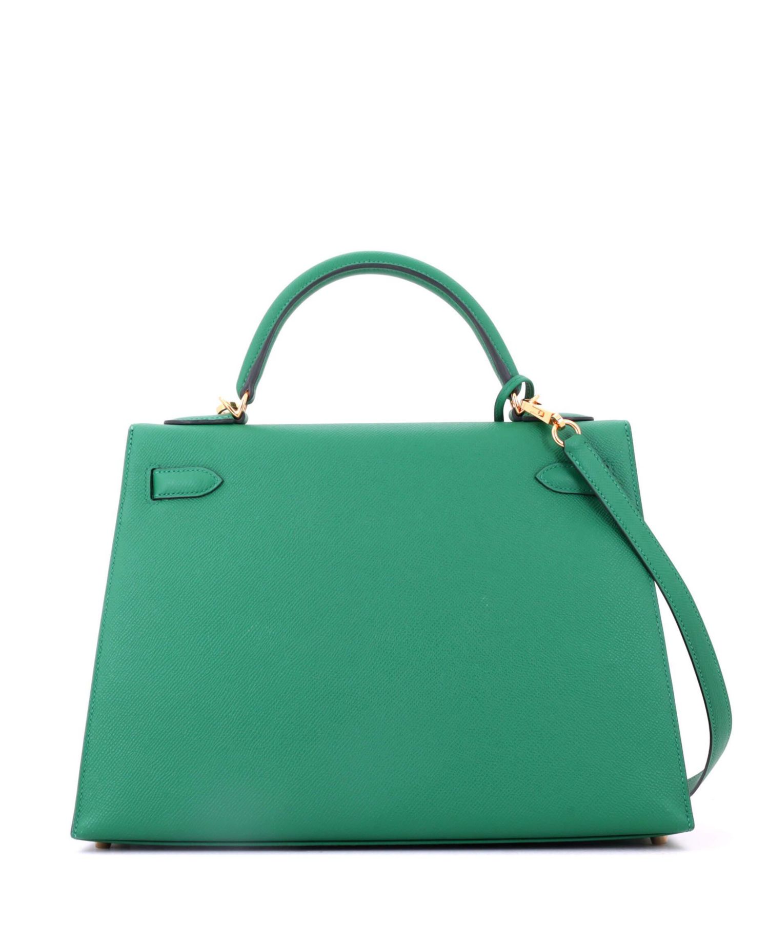 Pre-Owned Hermes Kelly 32 Handbag Green Epsom with Gold Hardware