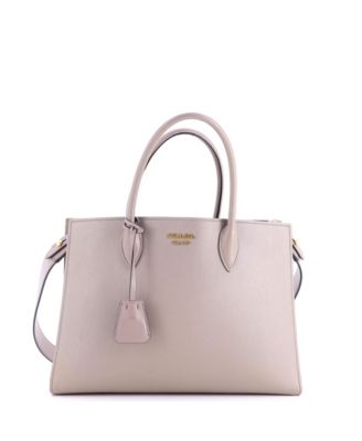 Large Side Pleat Tote Saffiano Leather