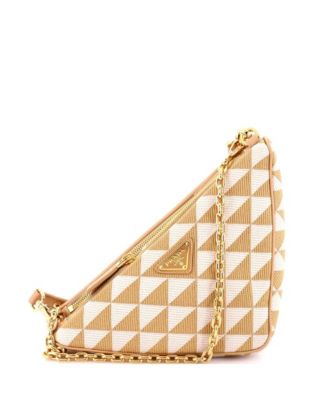 Mini Double Symbole Triangle Bag Leather and Jacquard
