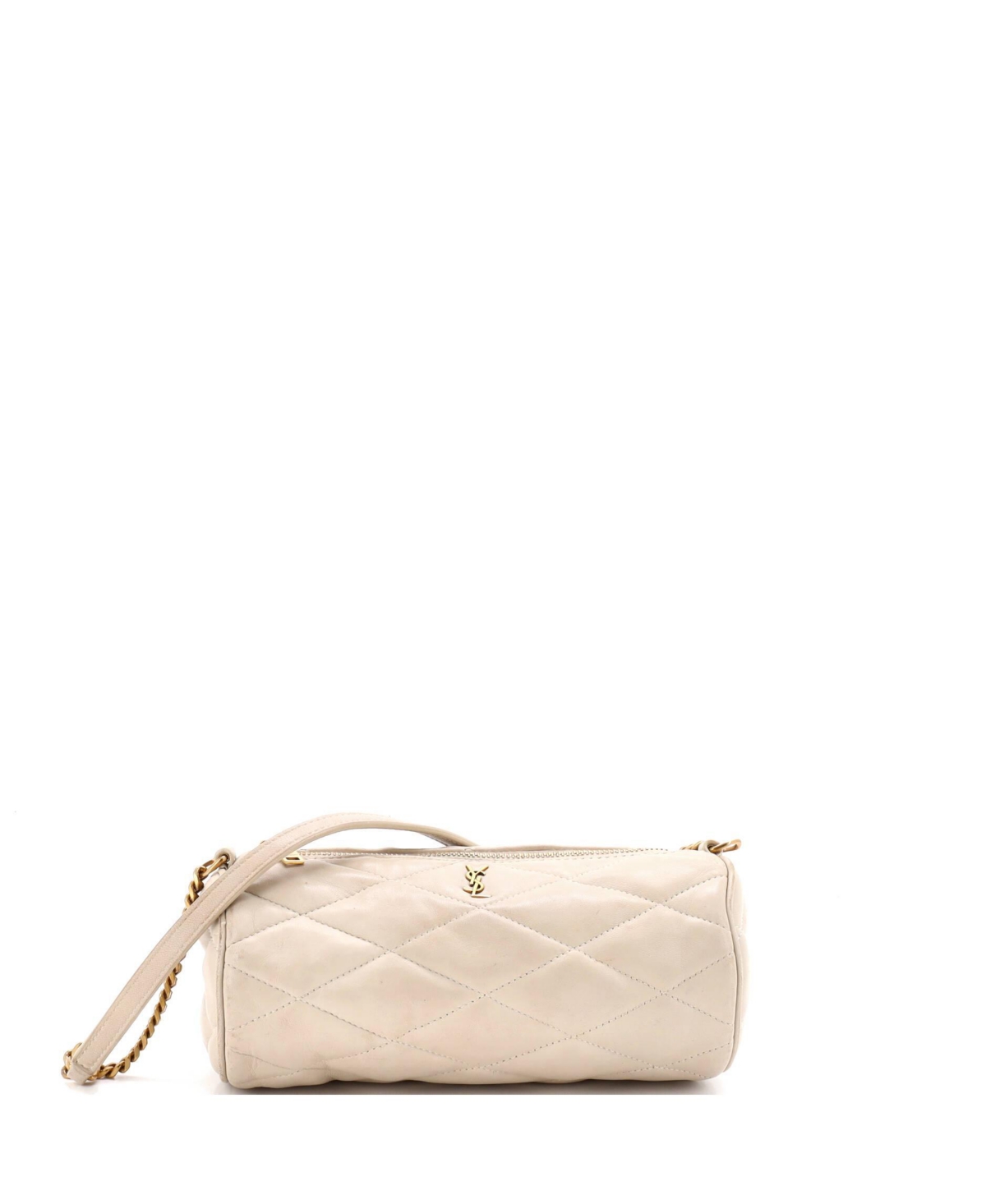 Pre-Owned Saint Laurent Mini Sade Tube Bag Quilted Leather - White