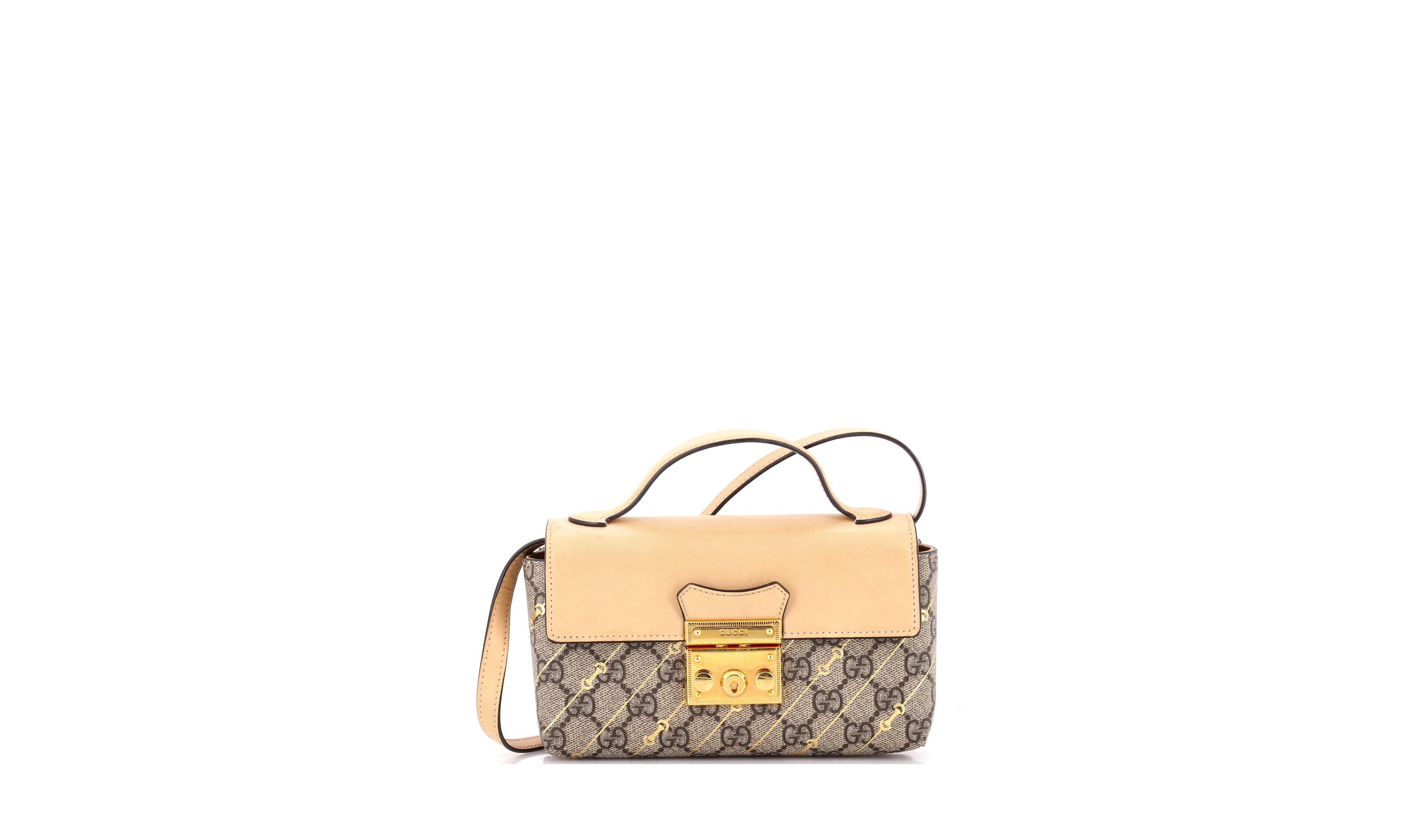 Pre-Owned Gucci Mini Padlock Top Handle Bag Printed Gg Coated Canvas and Leather