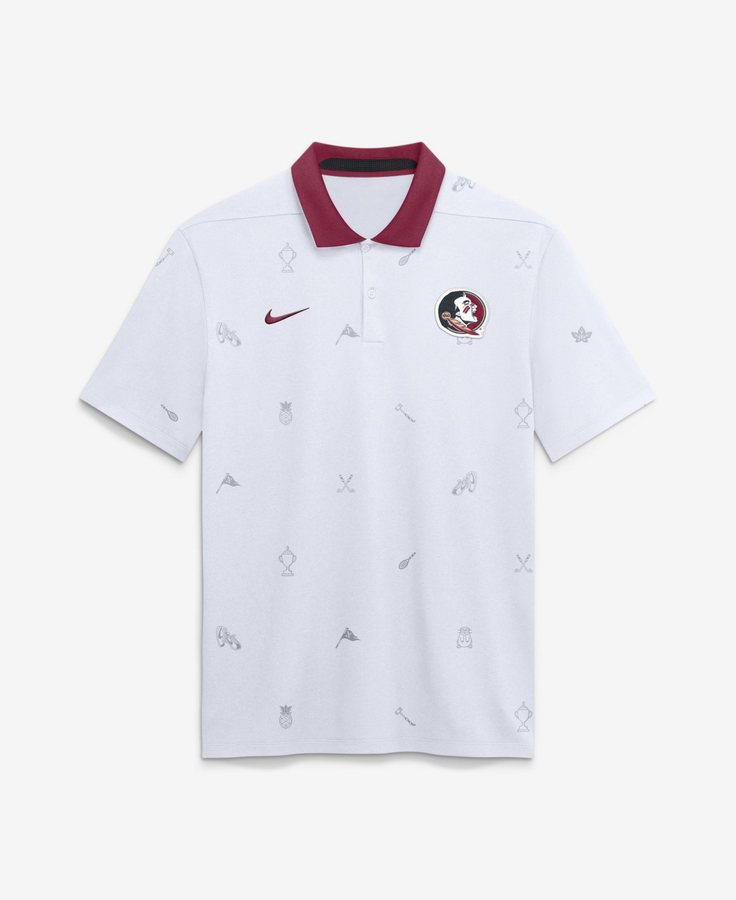 Men's White Florida State Seminoles Vapor Pattern Dri-FIT Polo Shirt