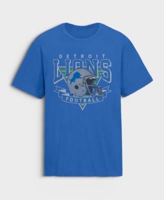 Men's Blue Detroit Lions Old Fashion Rushing Legacy Cotton T-Shirt