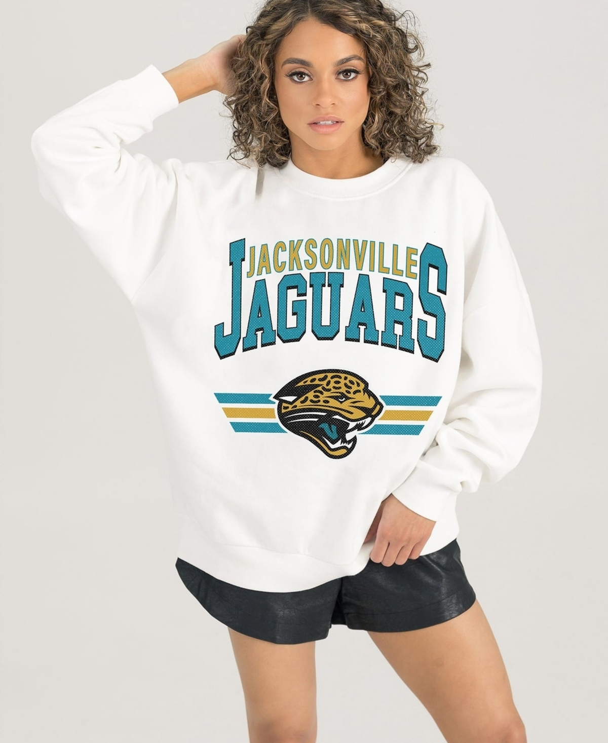 Gameday Couture Women's Jacksonville Jaguars Swift Strike Oversized Fleece Dropped-Shoulder Pullover Sweatshirt