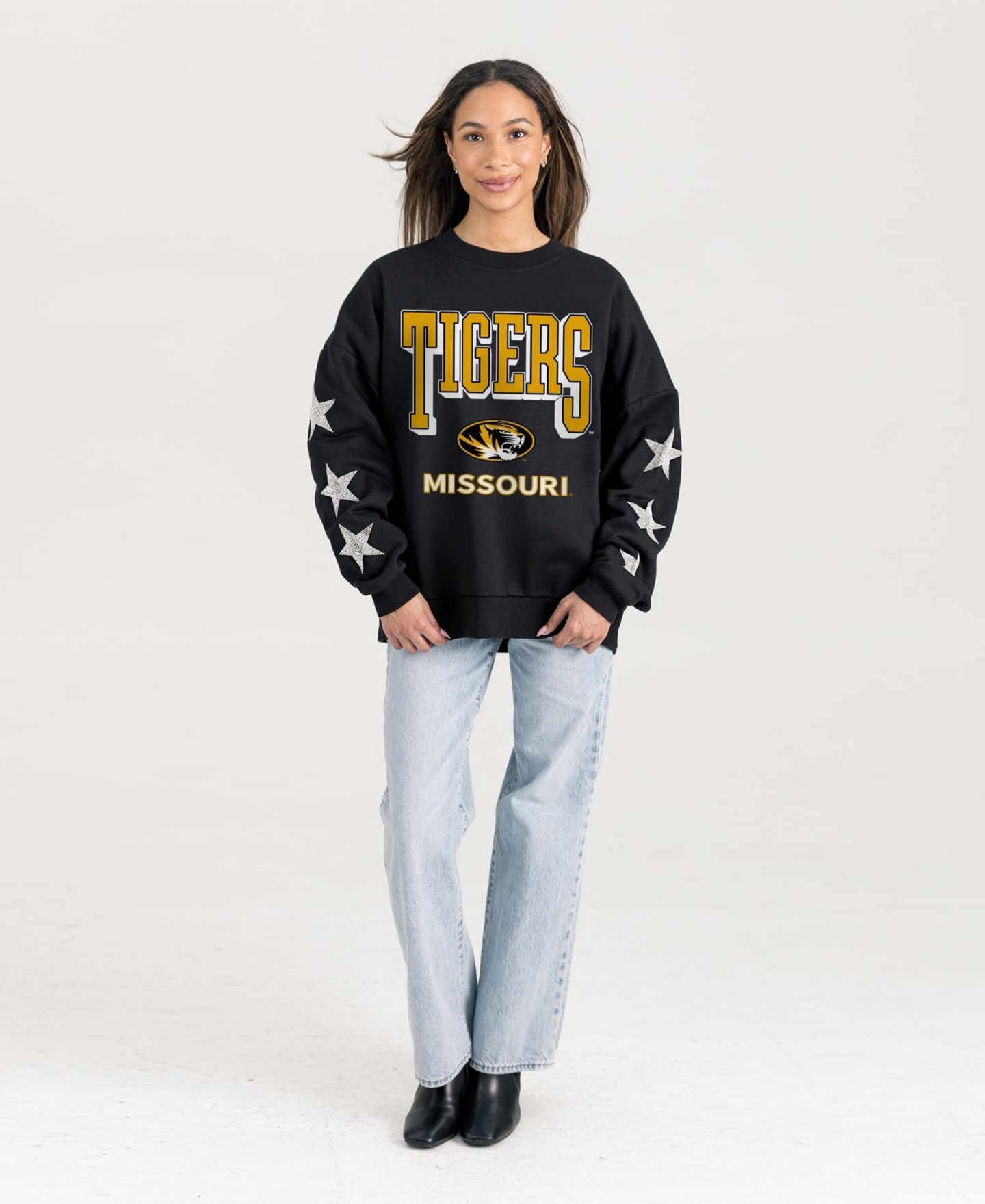 Женская толстовка Gameday Couture Black Missouri Tigers Pure Victory Relaxed Rhinestone Pullover — фото 2