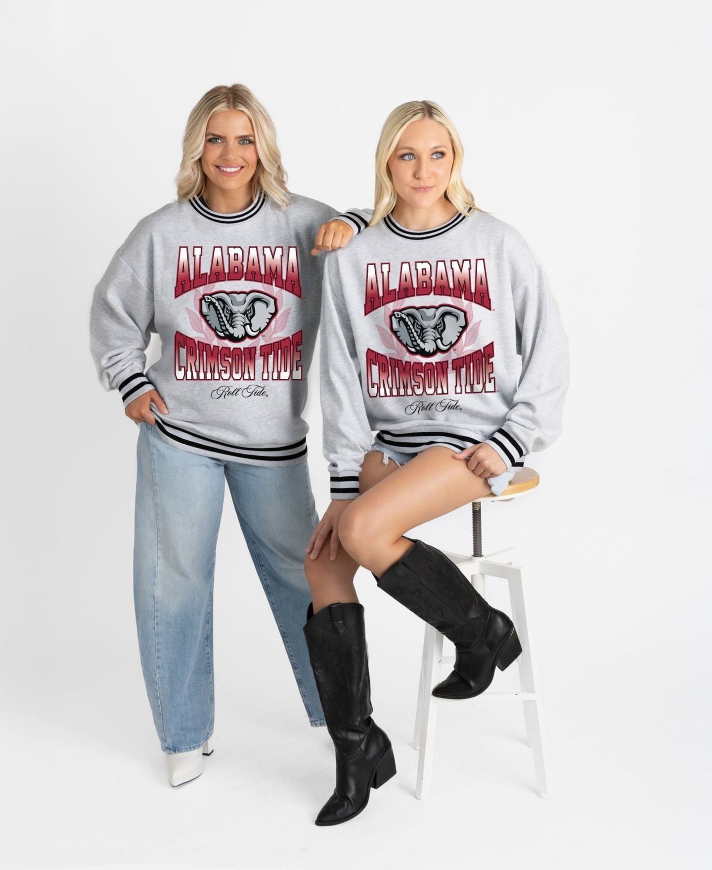 Женская толстовка Gameday Couture Ash Alabama Crimson Tide Oversized Fade Route Ringer Stripe — фото 6