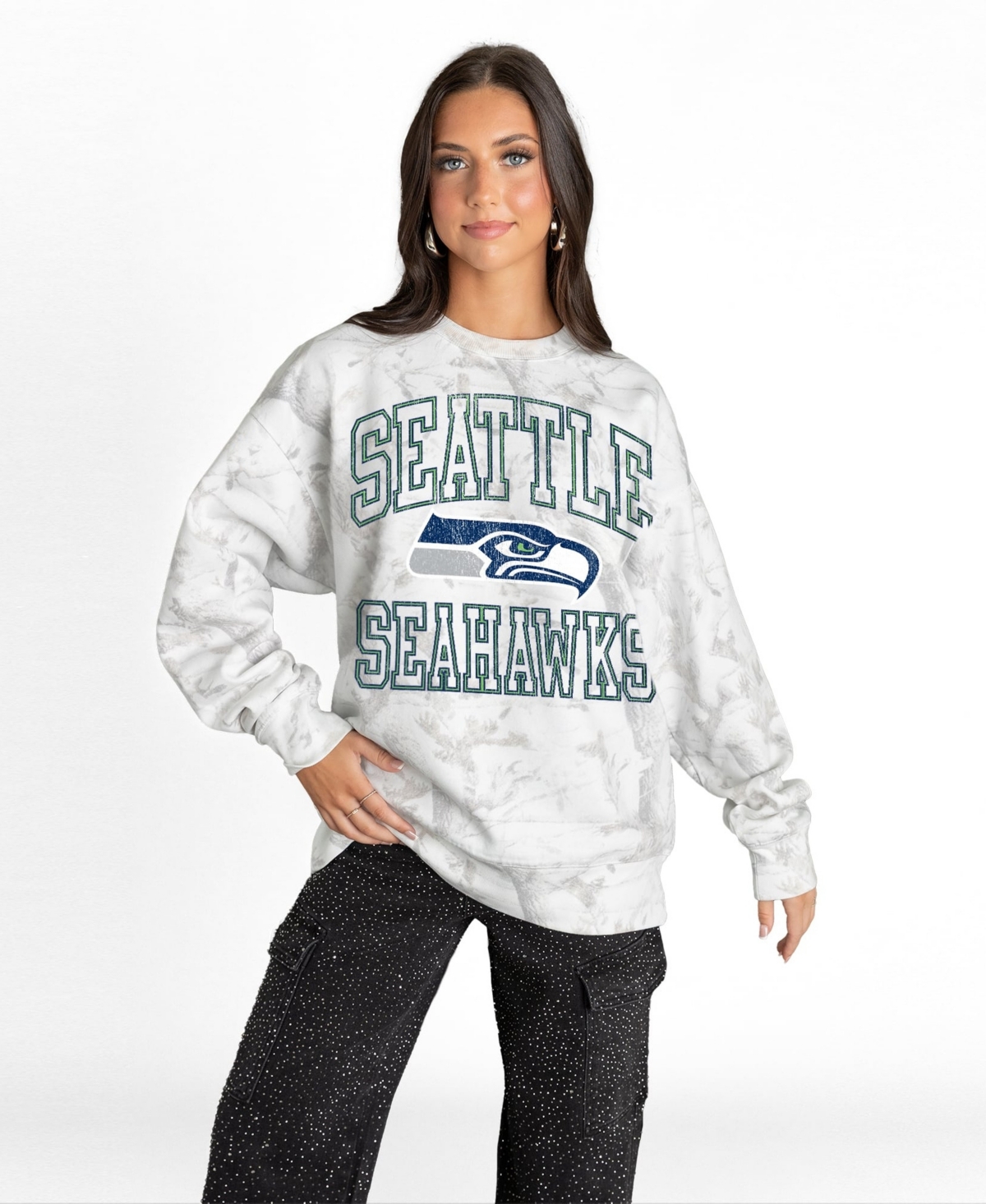 Gameday Couture Women's Seattle Seahawks Oversized Fleece Crewneck Sweatshirt