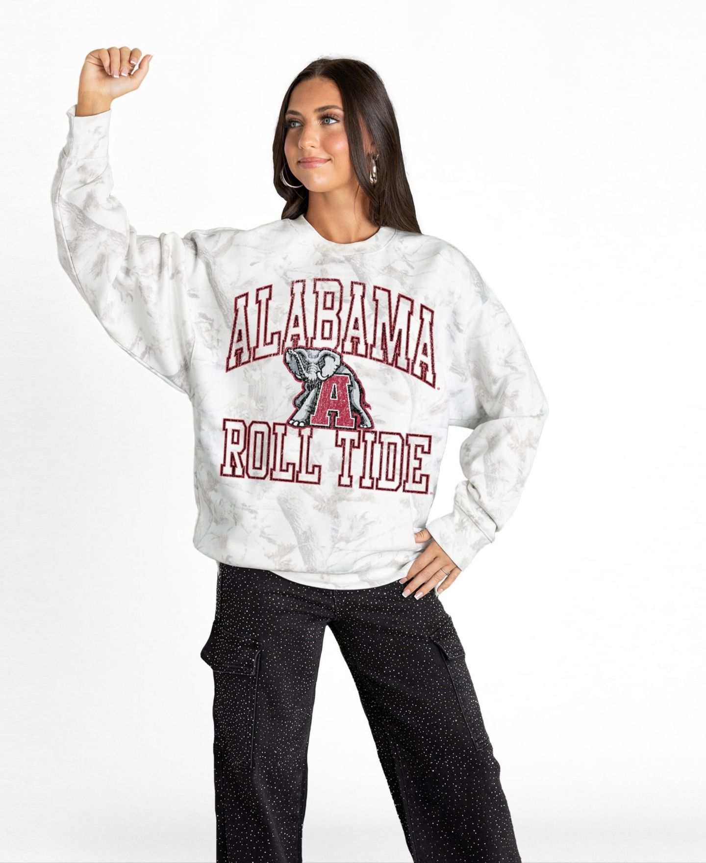 Женская толстовка Gameday Couture Ash Alabama Crimson Tide Whiteout Premium Fleece Camo — фото 4
