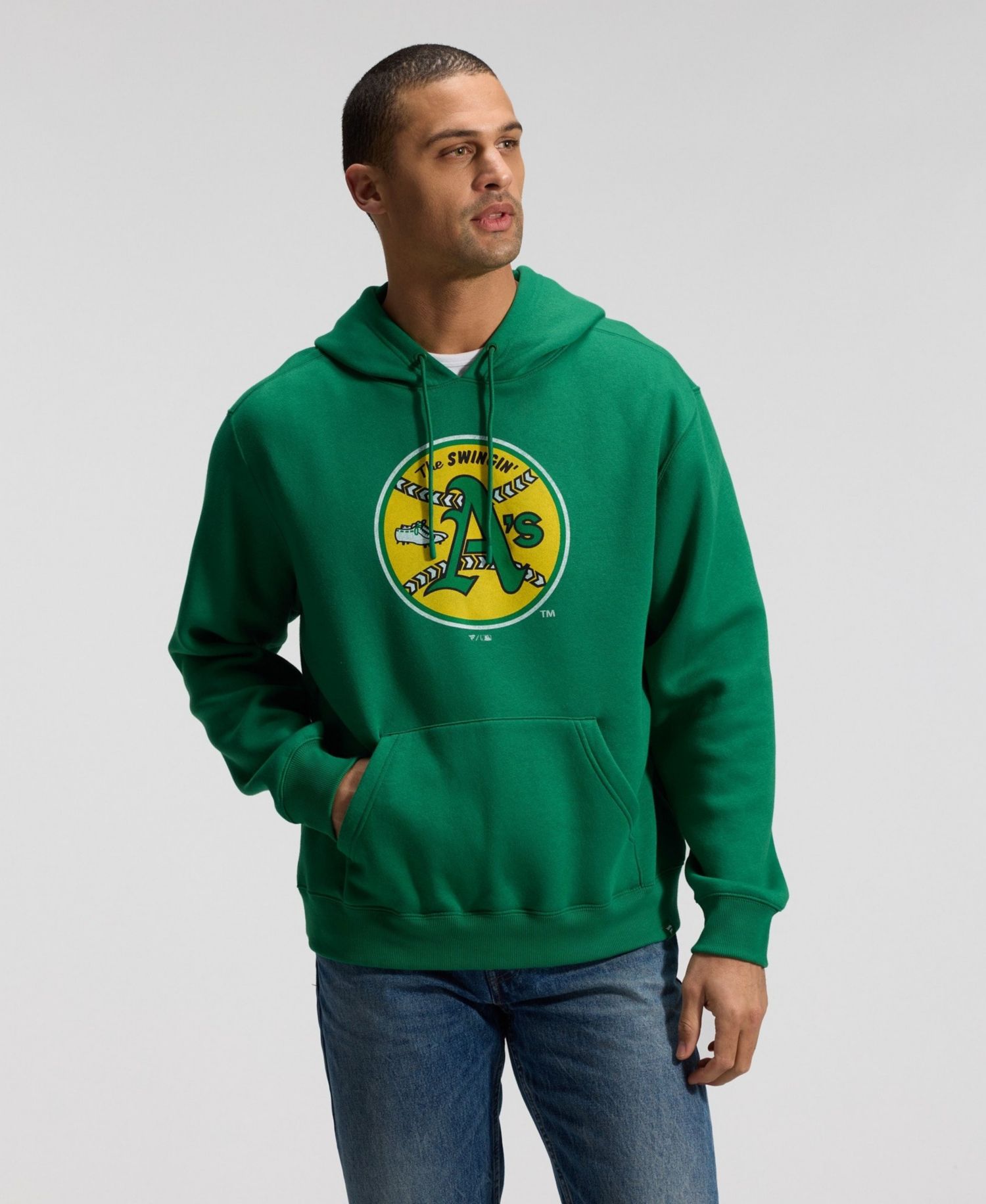 Men's Kelly Green Oakland Athletics Cooperstown Collection Heritage Hoodie