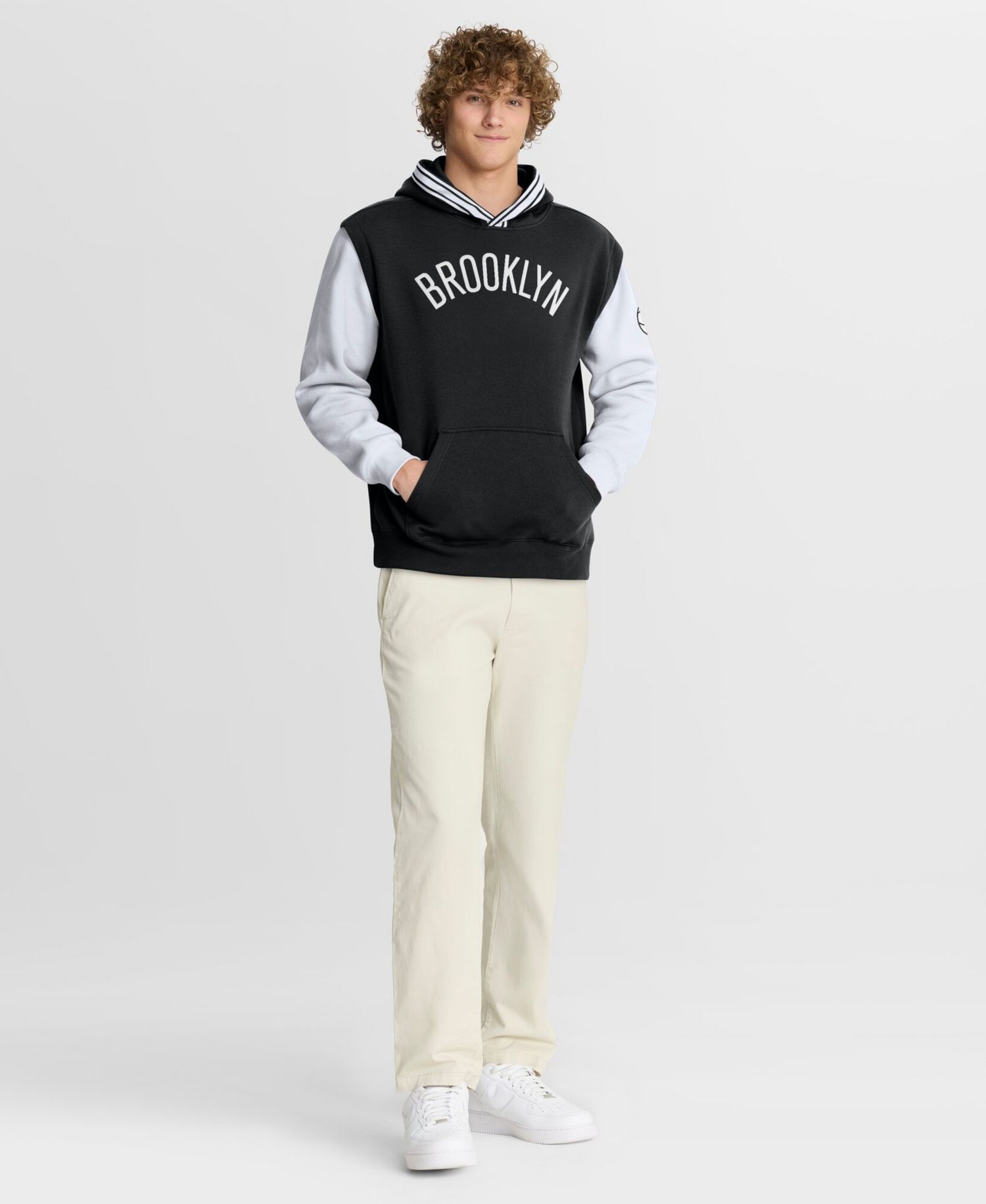 Men's Black/White Brooklyn Nets Half Court Shot Clock Fastbreak Hoodie