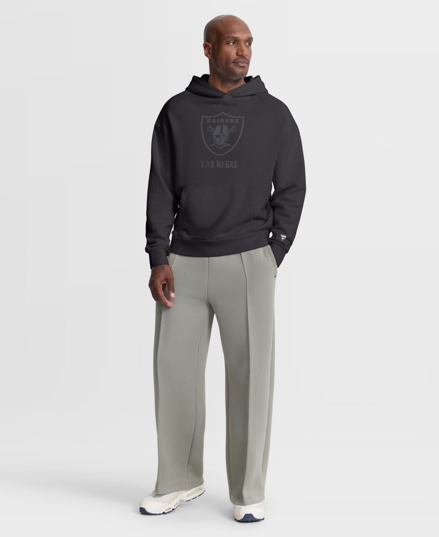Men's Black Las Vegas Raiders Oversized Type Play Location Hoodie