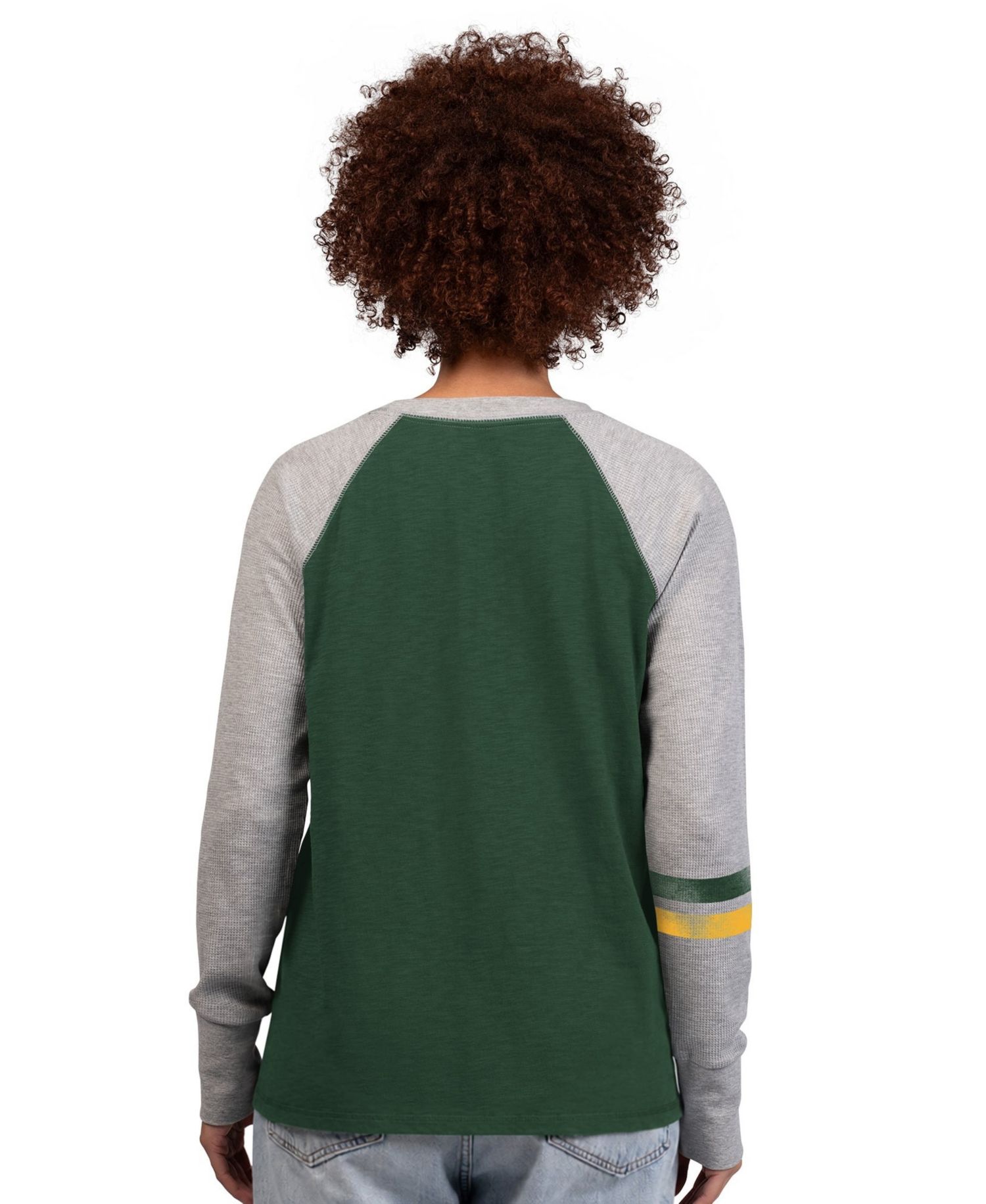 Women's Green/Gray Green Bay Packers Waffle-Knit Raglan Long Sleeve T-Shirt