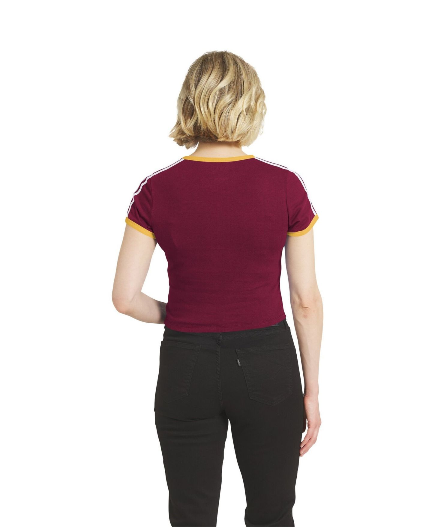 Женская футболка WEAR by Erin Andrews Burgundy Washington Commanders Cropped Throwback Ringer Baby T-Shirt — фото 2