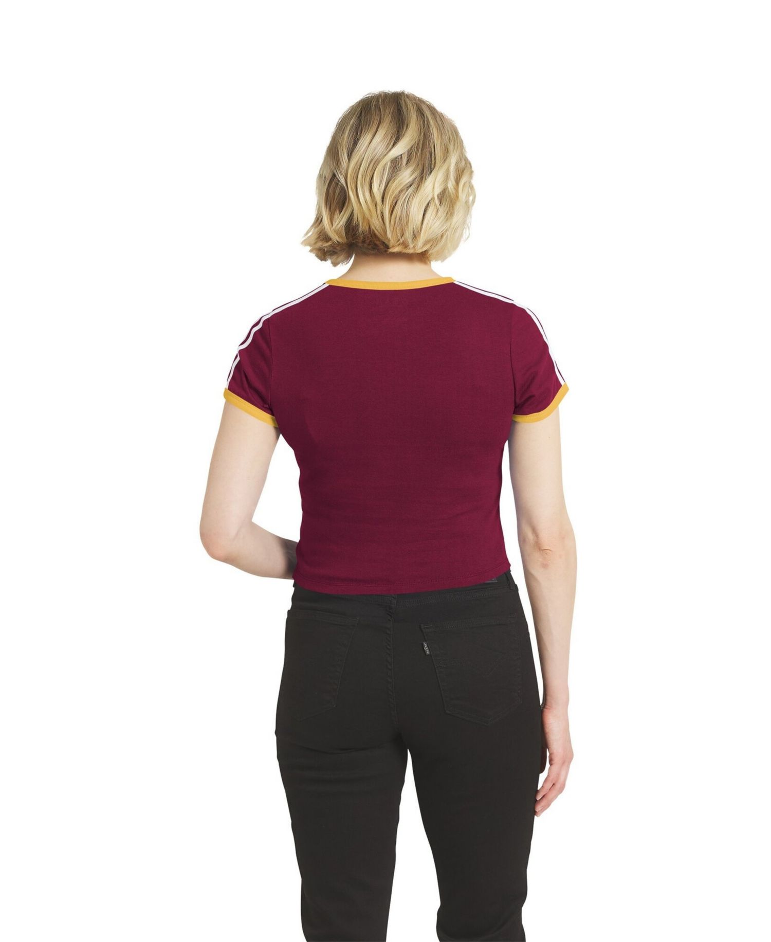 Women's Burgundy Washington Commanders Cropped Throwback Ringer Baby T-Shirt