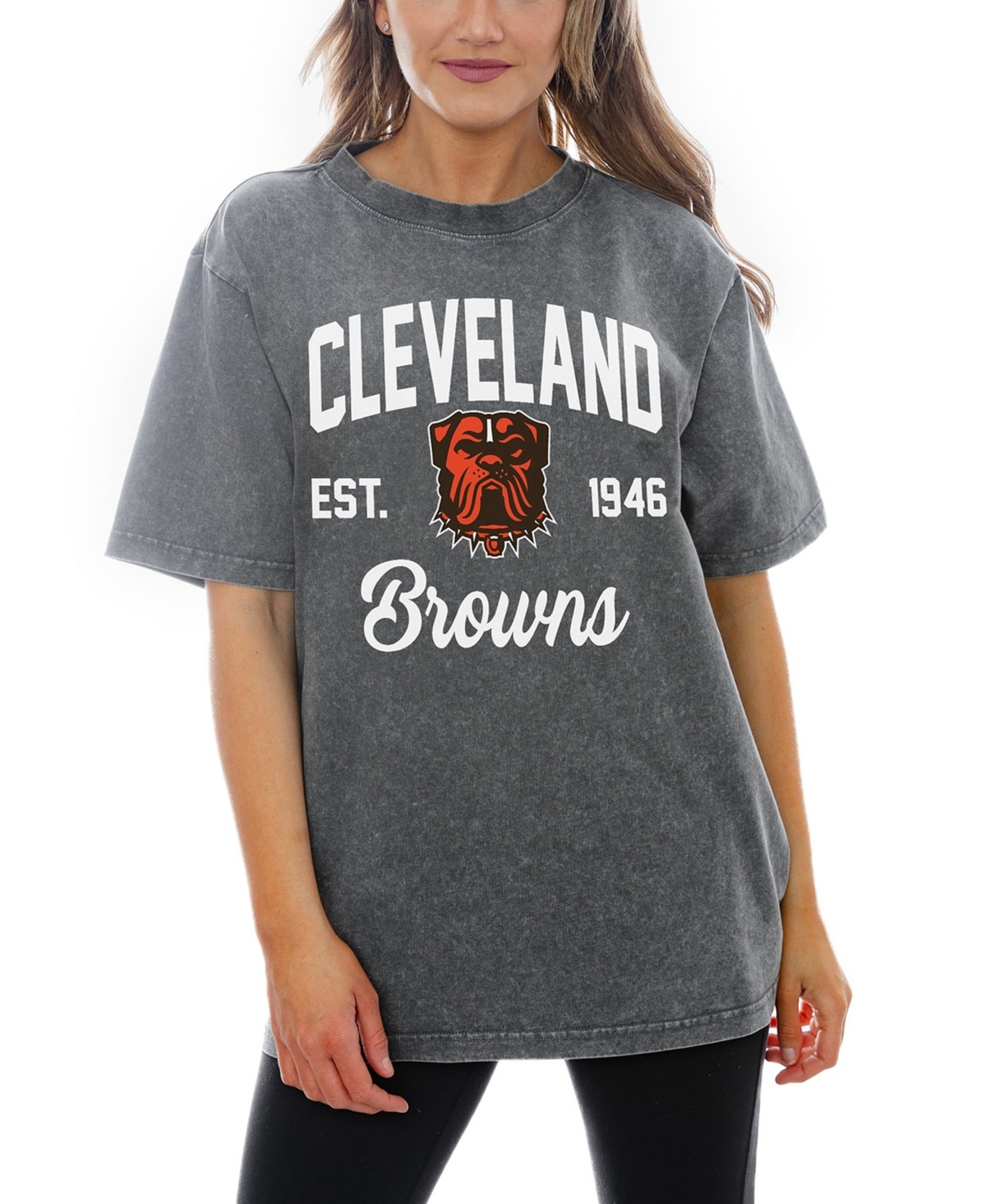 Gameday Couture Women's Cleveland Browns Titan Tackle Relaxed Fit Screen Print T-Shirt