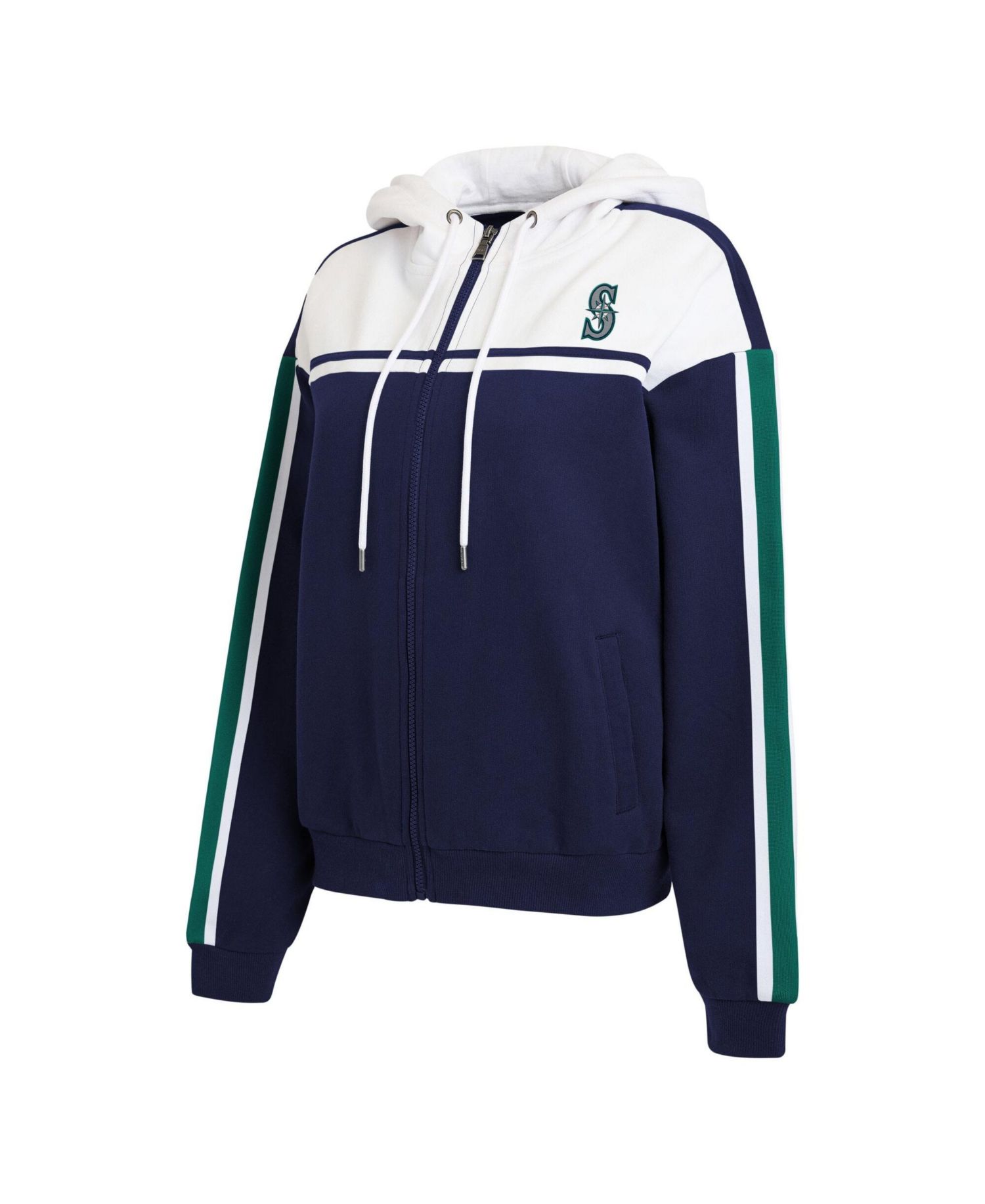Women's Navy/White Seattle Mariners Color Blocked Full-Zip Hoodie