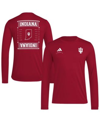 Men's Crimson Indiana Hoosiers Locker Football Icon AEROREADY Pre-Game Long Sleeve T-Shirt